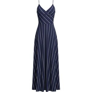Workshop Andrea Jovine Navy White Striped Pima Cotton Modal Maxi Dress Medium